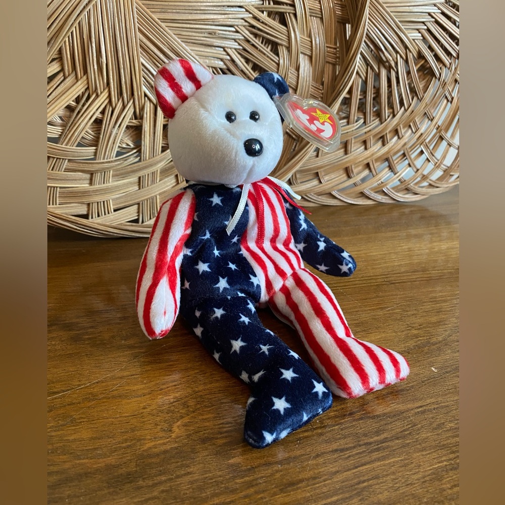 🇺🇸 Ty Beanie Baby Spangle the Bear - tag protected in excellent condition!